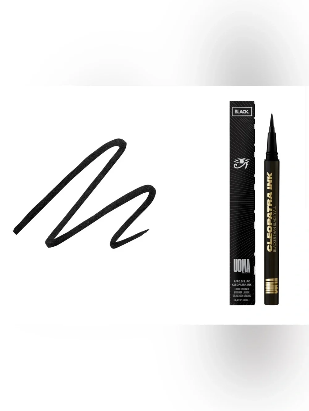 UOMA Afro.Dis.Iac Cleopatra Ink Liquid Eyeliner In Blacker Than Black, BNIB, New